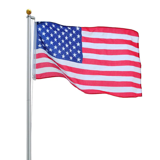The Senator flagpole + Premium Solar lamp + EMB USA Flag + Eagle & Ball Topper