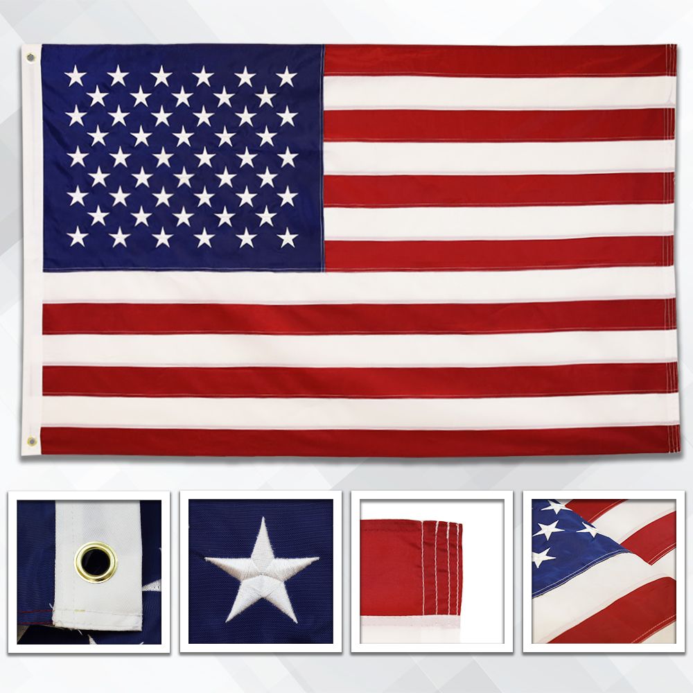 The Senator flagpole + Premium Solar lamp + EMB USA Flag + Eagle & Ball Topper