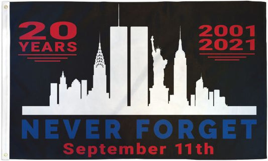 9/11 Never Forget (20 Years) Flag - 3x5ft