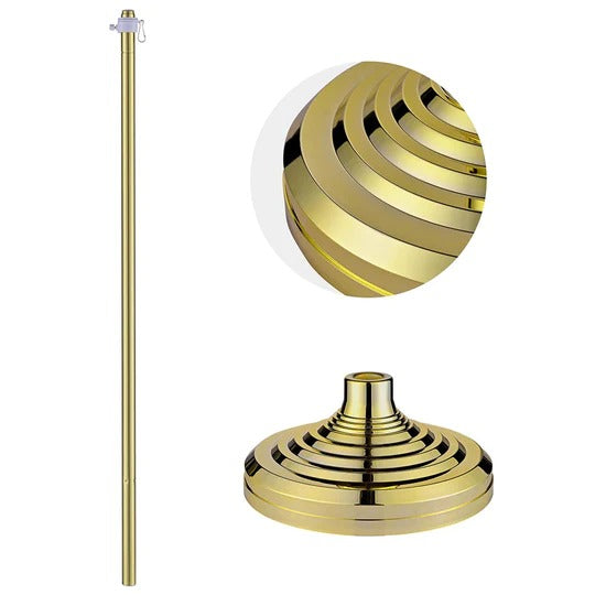 Bundle: 6ft Indoor Flagpole with Stand + Gold Ball + USA Flag