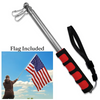 5ft Telescopic Handheld Flagpole + USA Flag - Lightweight Extendable Stainless Steel with Anti-Slip Grip