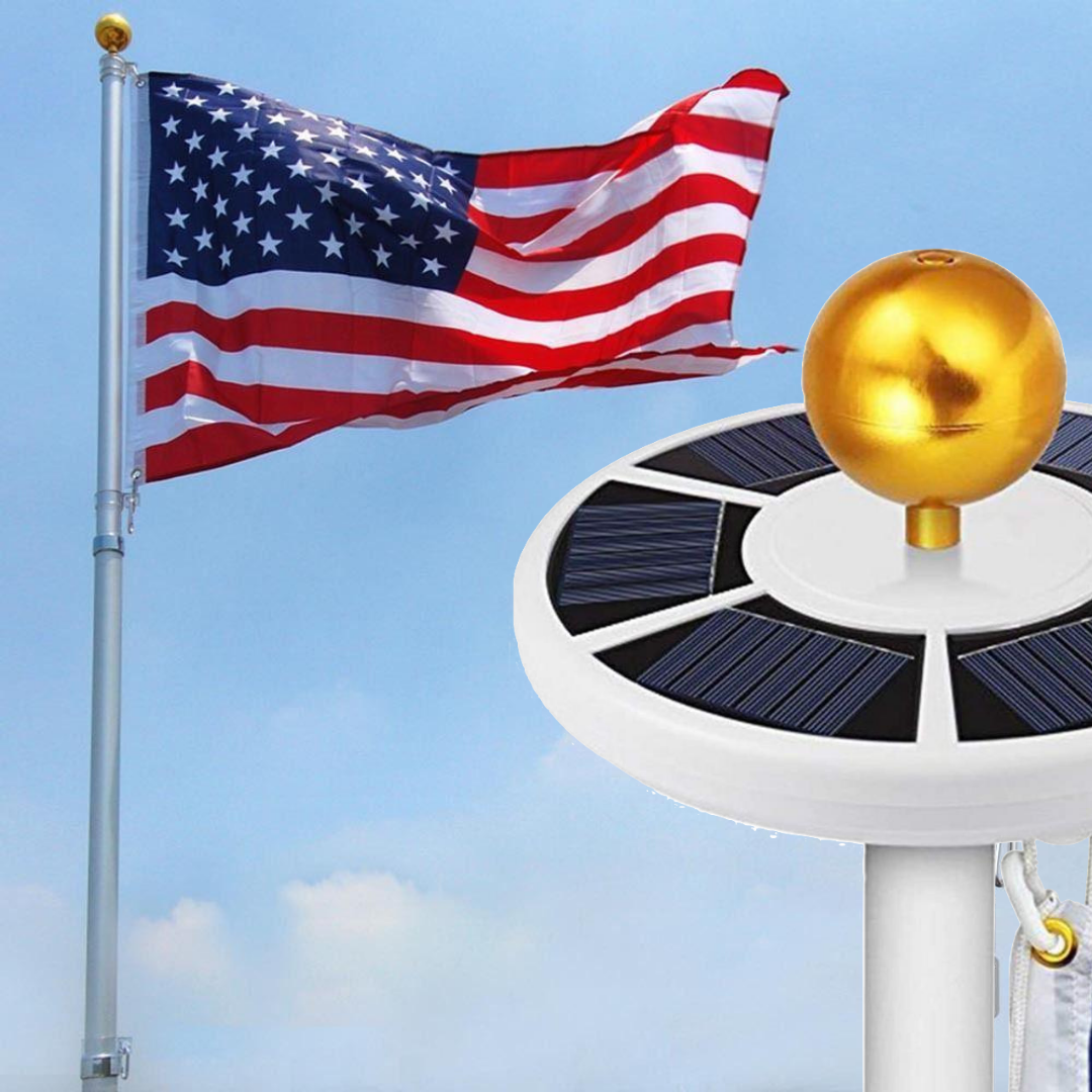 Bundle: 20ft Telescoping Flagpole + Solar light