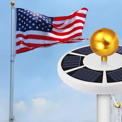 Bundle: Telescoping Flagpole + Solar lamp + USA Flag