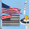 USA WOMEN BUNDLE: Telescoping Flagpole + Solar lamp. + USA & Pink Line Flag