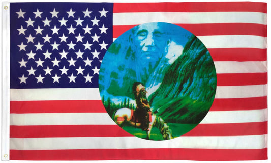 USA Riding Indian Circle Flag - 3x5ft