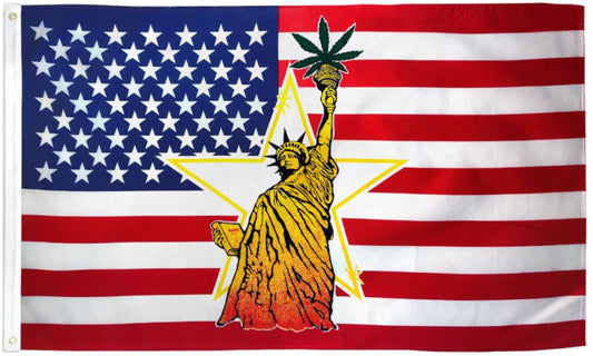 Statue of Liberty with Leaf Flag - 3x5ft