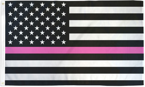 USA WOMEN BUNDLE: Telescoping Flagpole + Solar lamp. + USA & Pink Line Flag