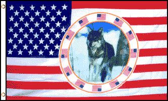 USA Single Wolf Flag - 3x5ft