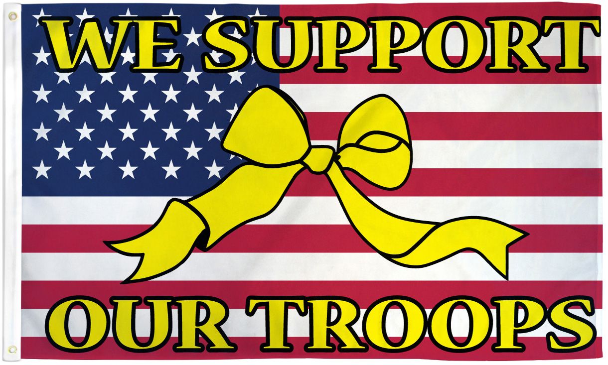 We Support Our Troops  (USA Ribbon) Flag - 3x5ft